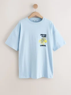 Wit/blauw - T-shirt met strandprint en grafische print*Next Clearance