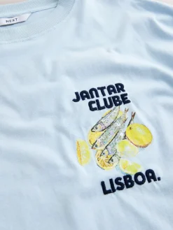 Wit/blauw - T-shirt met strandprint en grafische print*Next Clearance