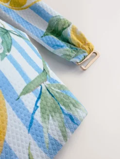 Wit/Blauw Piqué Strepen Citroenprint - Bandeaubikinitop met beugel*Next Clearance