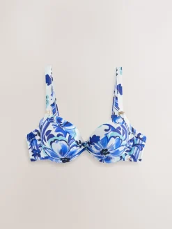 Wit/blauw porselein - Buikcorrigerende bikinitop met vulling en beugel*Next Outlet