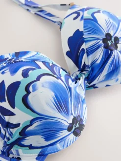 Wit/blauw porselein - Buikcorrigerende bikinitop met vulling en beugel*Next Outlet