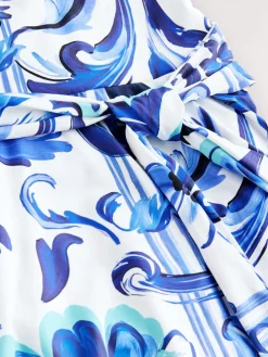 Wit/blauw porselein - Vormgevend, buikcorrigerend zwemjurk met rokje*Next Hot