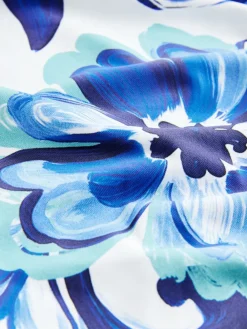 Wit/blauw porselein - Vormgevend, buikcorrigerend zwemjurk met rokje*Next Hot