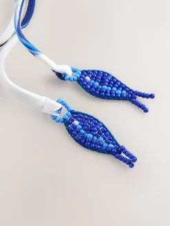 Wit/blauw porselein - Vormgevend bandeaubadpak met buikcorrectie en afgeronde pijpen*Next Outlet