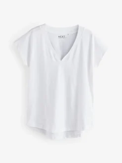 Wit/grijs/khaki/roest/bruin - Set van 5 T-shirts met V-hals en kapmouwen van 100% katoen*Next Best