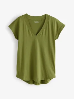 Wit/grijs/khaki/roest/bruin - Set van 5 T-shirts met V-hals en kapmouwen van 100% katoen*Next Best