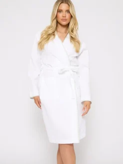 Wit/groen - 100% katoenen gewafelde kamerjas*Loungeable Outlet