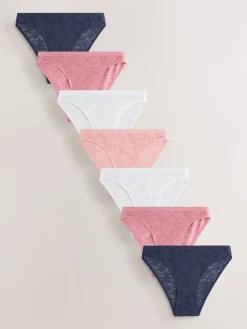 Wit/roze/praline huidskleur - Comfort Bonded Lace Knickers 7 Pack*Next Hot