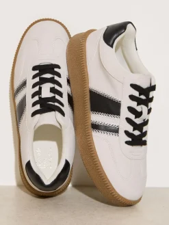 Wit/zwart - Lace Up Retro Gumsole Sports Trainers*Friends Like These Clearance