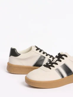 Wit/zwart - Lace Up Retro Gumsole Sports Trainers*Friends Like These Clearance