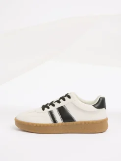 Wit/zwart - Lace Up Retro Gumsole Sports Trainers*Friends Like These Clearance