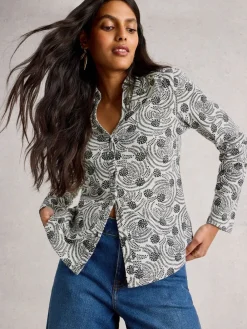 Wit/zwart - jersey Annie overhemd*White Stuff Outlet