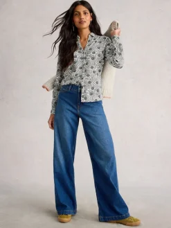 Wit/zwart - jersey Annie overhemd*White Stuff Outlet