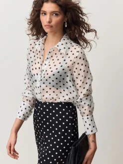 - Overhemd met doorschijnende lange mouwen*Next Hot