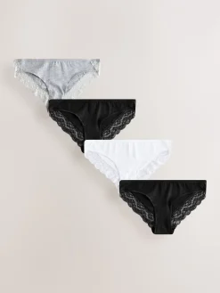Wit/zwart/grijs - Katoenen kanten slipjes 4 stuks*Next New