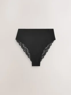 Wit/zwart/grijs - Katoenen kanten slipjes 4 stuks*Next Clearance