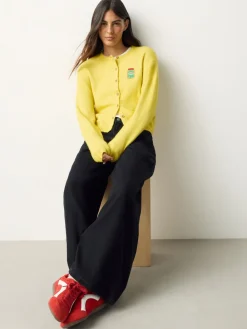 Yellow Pickles Embroidery - Gebreid vest met ronde hals*Next Clearance