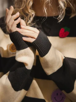 Yellow/Black Stripe Badge - Superzachte trui met ronde hals en lange mouwen*Next