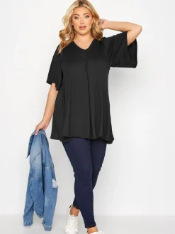 Yours - Curve - Geplooide swingtop met engelmouwen*Yours Curve Sale