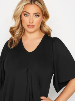 Yours - Curve - Geplooide swingtop met engelmouwen*Yours Curve Sale