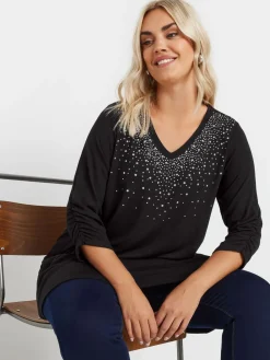 Yours - Curve soepelvallende top met studs*Yours Curve Discount