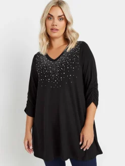 Yours - Curve soepelvallende top met studs*Yours Curve Discount