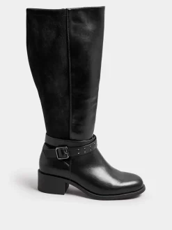 - Extraruimvallende laarzen met blokhak en metalen bandje*Yours Curve Hot
