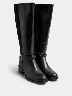 - Extraruimvallende laarzen met blokhak en metalen bandje*Yours Curve Hot