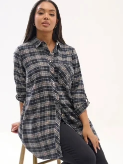 - Geruit boyfriend-overhemd*Yours Curve Sale