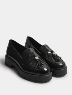 - Wijde lakleren loafers met kwastjes*Yours Curve Clearance