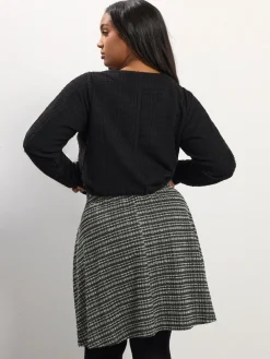 Boucle A Line Button Skirt*Yours Curve Clearance