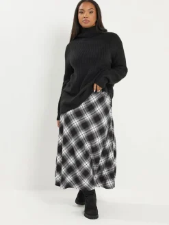 Check Maxi Skirt*Yours Curve Outlet