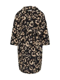 donzige badjas met sjaalkraag en dierenprint*Yours Curve Outlet