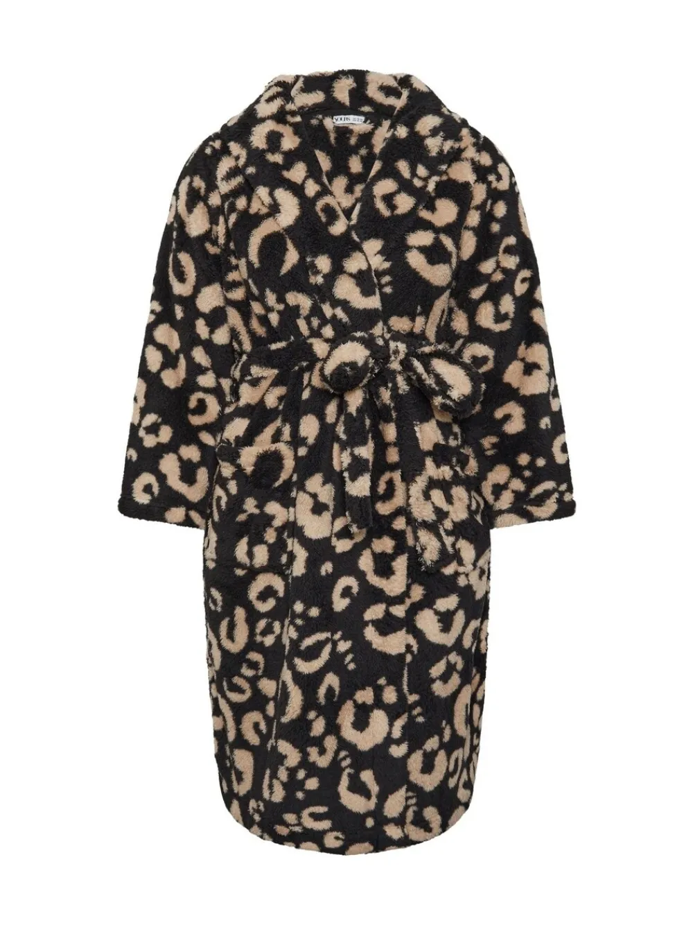 donzige badjas met sjaalkraag en dierenprint*Yours Curve Outlet