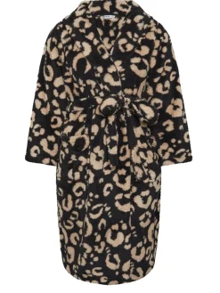 donzige badjas met sjaalkraag en dierenprint*Yours Curve Outlet