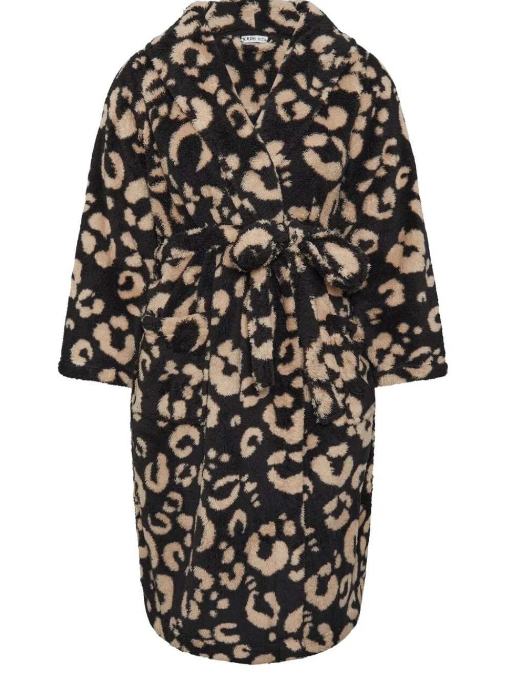 donzige badjas met sjaalkraag en dierenprint*Yours Curve Outlet