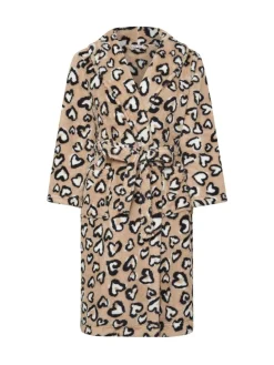 donzige badjas met luipaardprint en hartvormige sjaalkraag*Yours Curve Sale