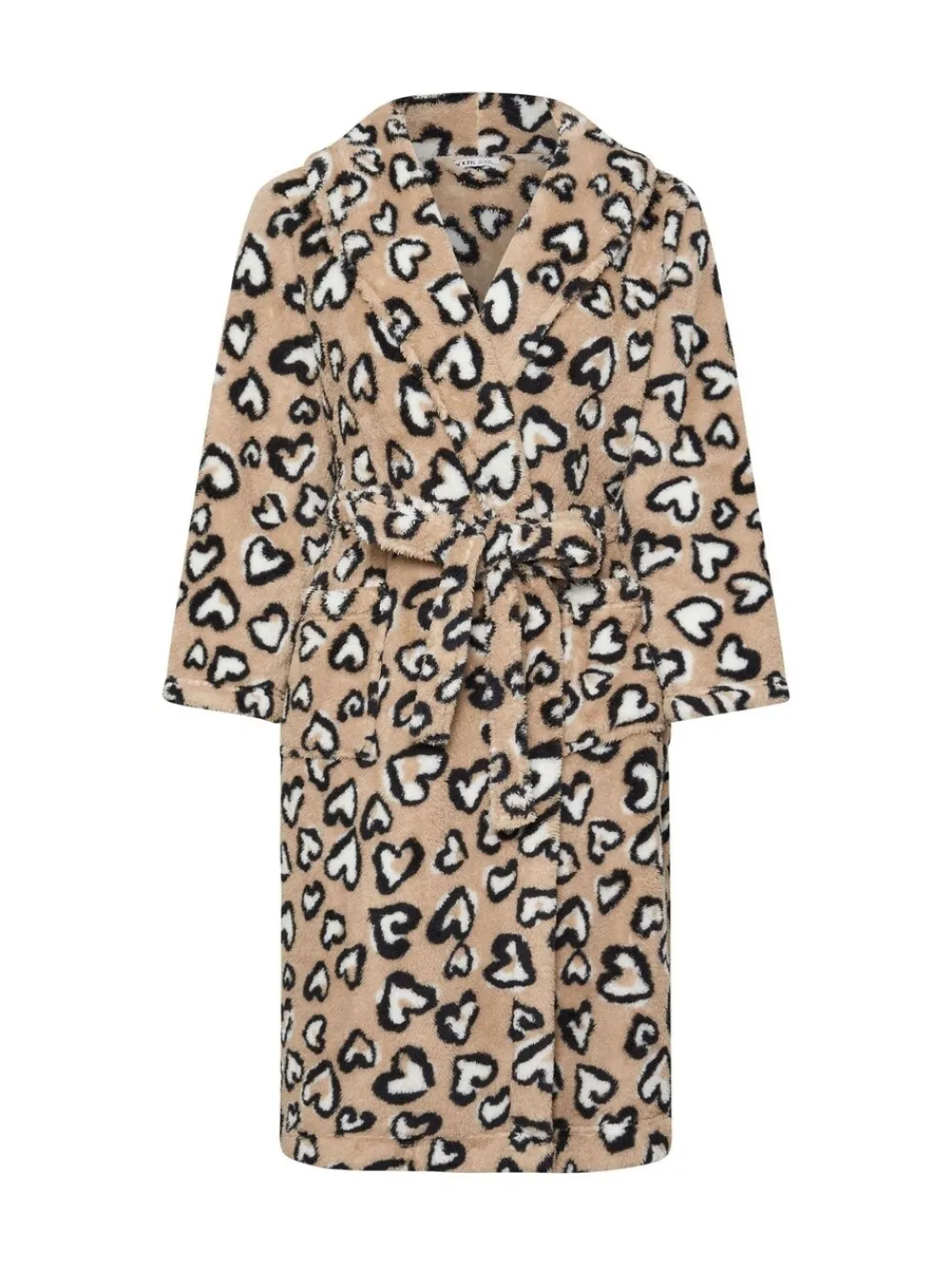 donzige badjas met luipaardprint en hartvormige sjaalkraag*Yours Curve Sale