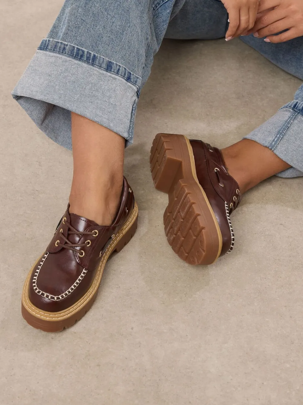 Extra Wide Fit Chunky Lace Up Boat Shoes*Yours Curve Discount