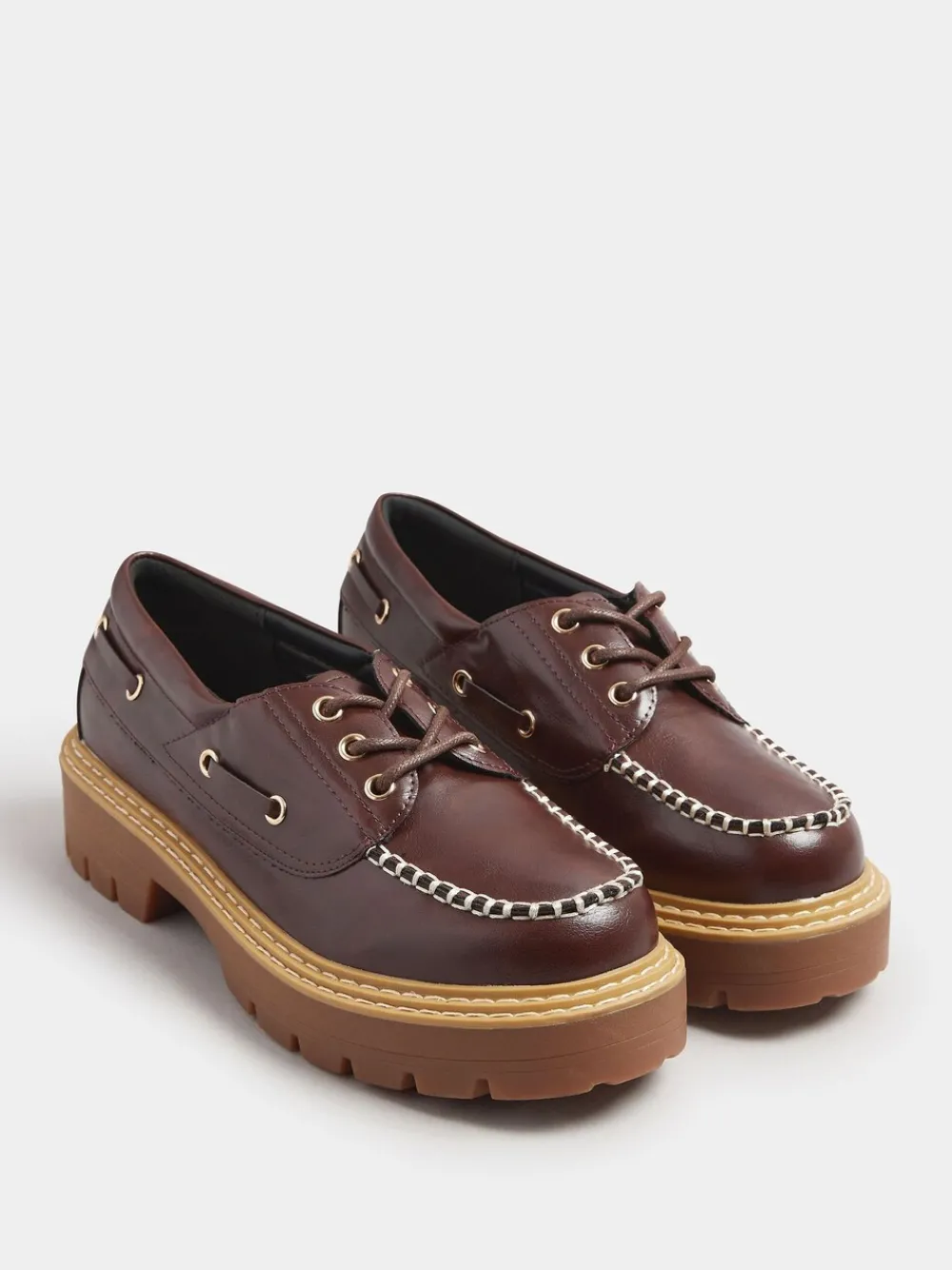 Extra Wide Fit Chunky Lace Up Boat Shoes*Yours Curve Discount