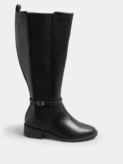 Extra-Wide Fit Elastic Riding Boots*Yours Curve Clearance