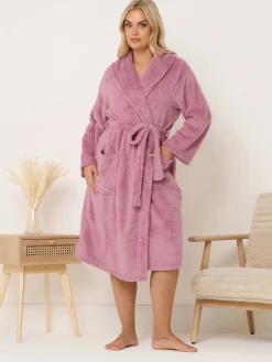 Fluffy Shawl Collar Robe*Yours Curve Outlet