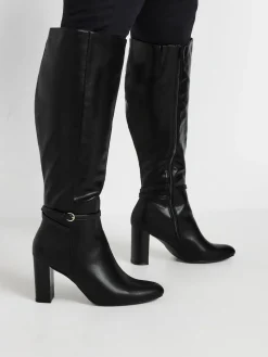 Kniehoge laarzen met hak en extra brede pasvorm*Yours Curve Outlet