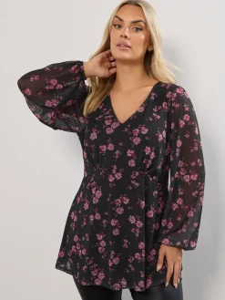 Mesh A Line Balloon Blouse*Yours Curve Sale