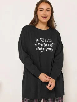 Stars Take You Long Sleeve Pyjamas and Tops Set*Yours Curve Discount