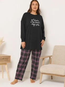 Stars Take You Long Sleeve Pyjamas and Tops Set*Yours Curve Discount