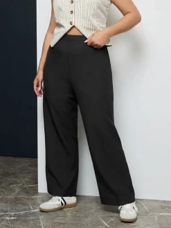 stretchbroek met elastische taille en rechte pijpen*Yours Curve Discount