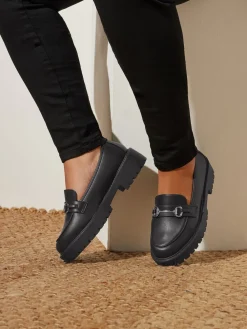 Wide Fit Metal Detail Loafers*Yours Curve Sale