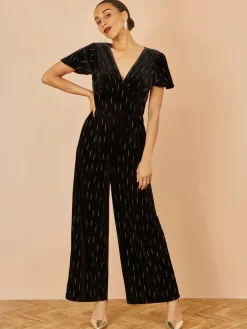 Foil Print Velvet Jumpsuit*Yumi Outlet