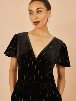 Foil Print Velvet Jumpsuit*Yumi Outlet